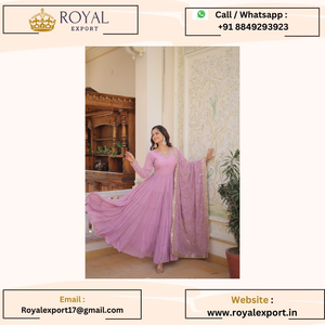 Falso Georgette de color único y trabajo bordado con fondo de vestido y colecciones Duppatta - Product Image 4