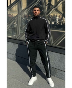 Streetwear Custom Acid Washed Vintage Zip Up Tracksuit <b>Men</b> Sweatsuit Patchwork <b>Jacket</b> and Trouser Set With <b>Velvet</b> Fabric - Product Image 6