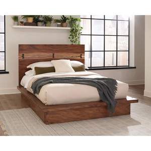 Modern Wooden <b>Bed</b> Frame with Platform and <b>Headboard</b> High Quality Design Cheaper Furniture Trending Solid Wood Bedroom - Product Image 1