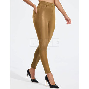 Pantalon en cuir décontracté pour femmes le plus vendu avec logo personnalisé imprimé taille moyenne devant plat imperméable à l'eau pour l'extérieur fabriqué - Product Image 4