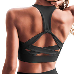 Soutien-gorge de sport réversible à séchage rapide pour femmes Bretelles non ajustées Motif léopard Logo avant Doublure douce Soutien élevé Gym Pilates - Product Image 2