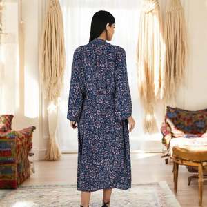 Ensemble Kimono et Robe de Plage en Soie Florale Rose et Bleue pour Femme, Taille Unique - Product Image 3