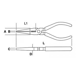 BETA 1000V Extra Long <b>Flat</b> <b>Nose</b> <b>Pliers</b> - Product Image 2