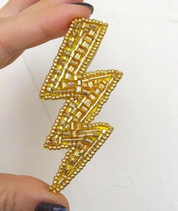 Broche brodée broche en tissu géométrique minimaliste fait main - Product Image 4