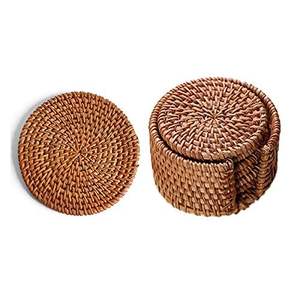 Juego de Posavasos de Mimbre Tejido a Mano, Posavasos de Mimbre de Diseño para Tazas, Vasos, Tazas de Té, Manteles Individuales y Almohadillas - Product Image 2
