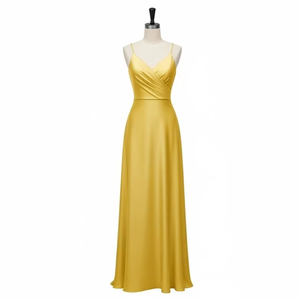 Modern Satin <b>Bridesmaid</b> <b>Dress</b> Anti Wrinkle Fabric Soft Smooth Elegant Fit Wedding Party Wear Long Gown Formal Evening <b>Dress</b> - Product Image 5