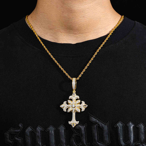 สร้อยคอไม้กางเขน925เงินสเตอร์ลิงประดับเพชรและชุบทองจี้เครื่องประดับทางศาสนาใหม่ - Product Image 3