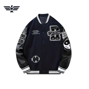 Người Đàn Ông Của Tùy Chỉnh Len Thêu Giản Dị Varsity Áo Khoác Đứng Cổ Áo Phía Trước Logo Mùa Đông Trống Tay Áo Thiết Kế Tráng Chế Biến - Product Image 4