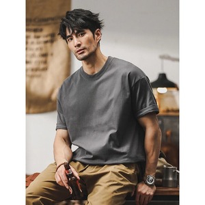 2025 hommes été à manches courtes T-Shirt 100% coton haute qualité couleur unie ample décontracté-nouveaux hauts blancs tricoté Version noire - Product Image 3