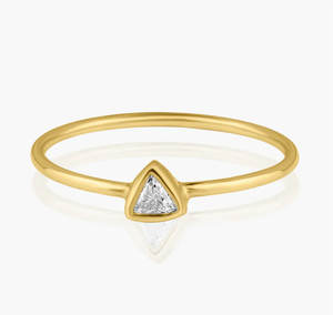 Anillo de Compromiso y Matrimonio Unisex de Plata de Ley 925 Chapado en Oro de 14k con Bisel Solitario, Diseño Minimalista Más Vendido - Product Image 1