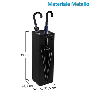 Soporte de paraguas de metal negro/gris de diseño moderno 15,5x15,5x49 cm cesta de paraguas resistente soporte de paraguas elegante - Product Image 2