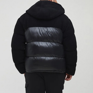 Blouson d'hiver personnalisé pour homme, col montant, polyester brillant, tissu polaire à bulles, poches latérales, imperméable, coupe-vent - Product Image 3