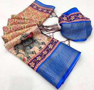 Vêtements ethniques indiens pur Dola Saree en soie chaude avec Saree de travail Jari antique avec des pièces de chemisier pour les femmes portent Saree - Product Image 4