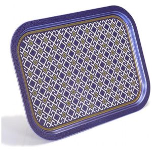 ถาดไม้สี่เหลี่ยม285x400มม. ดีไซน์ไร้รอยต่อลายเส้นเรขาคณิตบนพื้นหลังสีน้ำเงินทำจากเหล็กมุก - Product Image 3