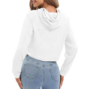 Venta al por mayor personalizado Crop Top sudadera pulóver mujeres sudaderas con capucha Casual moda recortada Sudadera con capucha para las mujeres - Product Image 4