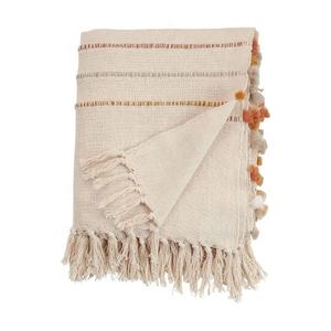 Mantas certificadas GOTS de algodón orgánico 100% con borlas bordadas de Mariegold Rosa hecha a mano de lana de invierno recién llegadas - Product Image 4