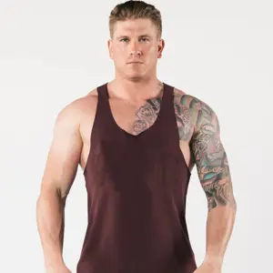 Vente en gros de vêtements d'entraînement de fitness et de musculation avec logo personnalisé pour hommes, gilet sans manches, débardeur moulant pour hommes - Product Image 1