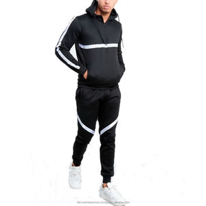 Nouveau Design 2025 Half Zipper Hooded Jogging Suit Black Stripe Survêtement 100% Polyester Survêtements pour hommes - Product Image 3
