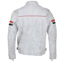 Chaqueta de Cuero Vacuno Genuino de Alta Calidad para Hombre, Impermeable, Cortavientos, Transpirable, con Cuello en V, Rayas en las Mangas Delanteras, Estilo Motociclista