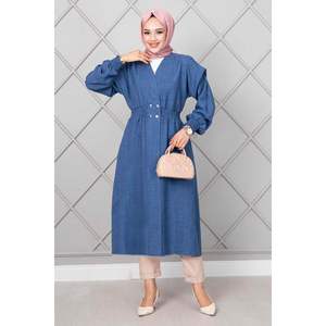 Hijab largo con cintura elástica, capa índigo - Product Image 1