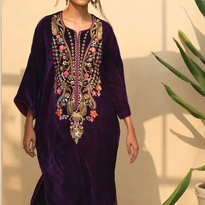 INDIAN/PAKISTANI HAND-ZARI EMBROIDERY WORK on STYLISH LONG KURTA WITH <b>PANT</b> DRESS WITH HEAVY DUPATTA for Party-wear/Wedding=2024 - Product Image 1