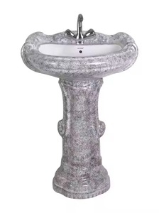 Fregadero de piedra moderno con doble presión, nuevo lavabo de pedestal de diseño interior, artículos sanitarios de cerámica con patrón antiguo - Product Image 4