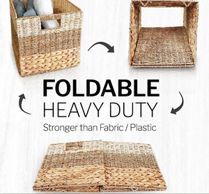 Cestas de cubo de almacenamiento ecológicas Jacinto de agua para estantes Cestas cuadradas naturales para el hogar Tamaño personalizado - Product Image 5