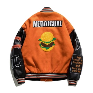 Chaqueta universitaria de gran tamaño para hombre, chaqueta universitaria de dos tonos y chaqueta de béisbol personalizada con parche de cuero PU, abrigo de lana con manga - Product Image 3