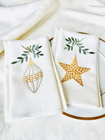 Serviettes en lin rectangulaires brodées à la main en gros de l'usine HSC pour la maison, l'hôtel, les mariages, Noël, la décoration de table moderne