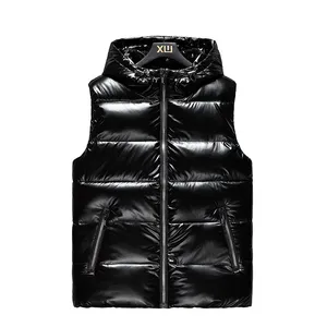 OEM Người Đàn Ông Zip up Không Tay Trùm Đầu Puffer Coat Mùa Đông Bông Hoodies Puffer Áo Khoác Áo Khoác Ngoài Trời Độn Xuống Vest