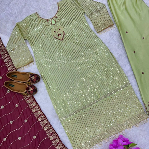 DESIGNER PARTY WEAR <b>TOP</b> AND BOTTAM WEAR WITH FANCY DUPPATA - Product Image 1