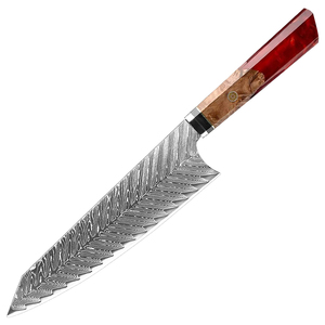 Venta al por mayor personalizado de calidad superior OEM ODM Servicio Profesional de acero de Damasco Chef cuchillo de cocina con mango de resina estabilizada - Product Image 1