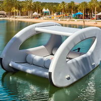 Bateau-maison gonflable pour 4 personnes avec sol en PVC robuste, auvent pare-soleil et pompe à air électrique