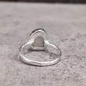Rough Women's Ring Natural <b>Rose</b> <b>Quartz</b> April Birthstone Hammered Christmas Gift Ring Handmade <b>Jewelry</b> 925 Sterling Silver Ring - Product Image 4
