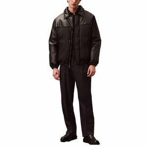 Chaqueta de cuero PU de talla grande para hombre con etiqueta privada OEM, decoración de invierno con botones, abrigo de motocicleta suelto transpirable lavado, lienzo teñido - Product Image 6