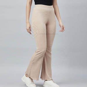กางเกงทรงบานสำหรับผู้หญิงสวมใส่สบายในฤดูหนาวมียางยืดเอวกลางเอวยางยืดออกแบบได้ตามต้องการมีบริการ OEM - Product Image 2
