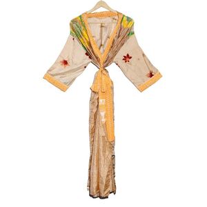 Robe Vintage en soie pour femme Kimono Spaghetti Strap Robe de chambre de mariée Bikini couverture recyclé matériel indien printemps thermique - Product Image 1