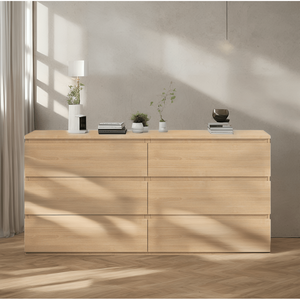Sotta Luxury <b>6</b>-<b>Drawer</b> Chest & Extension Table Modern Design with Stainless Steel & Solid Oak Wood for Home or Hotel Furniture - Product Image 3