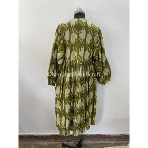 100% coton Boho Hippie robe mi-longue pour les femmes imprimé à rayures florales été robe courte décontracté fête plage haut robe - Product Image 2