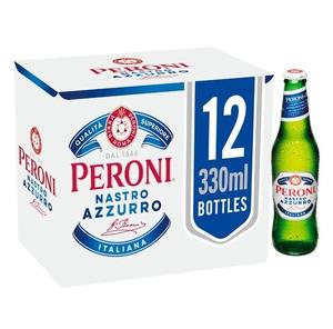 Peroni <b>Beer</b> Nastro Azzurro 4.5% 33cl Portuguese Lager in Bottle Packaging Natural Ingredients Ready to Drink - Product Image 1