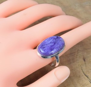 925 Sterling Silver Charoite Gemstone Jewelry <b>Ring</b> Gift for her - Product Image 2