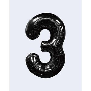 Globos de Fiesta con Número, Color Negro N3, 100 cm, Bolsa de 12 Unidades - Product Image 1