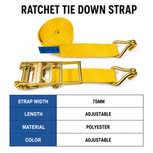 Sangle d'arrimage à cliquet pour la manutention de marchandises, 75 mm, 8000 kg, polyester haute résistance pour fret lourd, longueur personnalisée, service OEM - Product Image 3