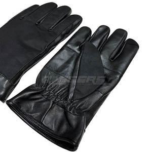 Gants d'hiver pour hommes en cuir noir avec panneau en toile, chauds et isolés, compatibles avec les écrans tactiles, OEM personnalisé, faible MOQ, exportateur - Product Image 3