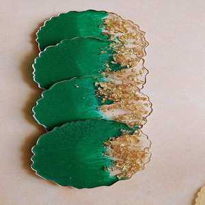 Unique resin <b>coaster</b> set with <b>crystal</b> shimmer layers handmade epoxy mats perfect for stylish home decor and thoughtful gifts - Product Image 1