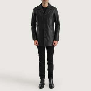 Abrigo Urbano Estilo Gabardina, Corte Entallado, con Capucha de Cuero Negro, Estilo Vintage Informal, Relleno de Lana, Estampado, Largo, para Otoño e Invierno - Product Image 6