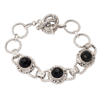 <strong>Best</strong> Quality Trendy Dark Moon Hand Crafted Sterling Silver Onyx link Bracelet Elegant Fashion <strong>Jewelry</strong> Gift Idea Wholesale Bulk