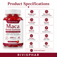 Gummies véganes à base de racine de Maca OEM, marque privée, pour femmes et adultes, vitalité quotidienne, énergie, beauté, soutien au bien-être