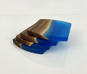 Decorative Glossy Resin & Wooden Coasters Best Selling 100% Natural Wood Made Serving Coasters for Luxury Home Table Decor Mats - Product Image 3