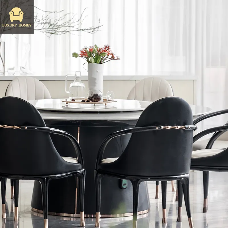 3D Free Modern Black White Leather Dining Table Chair Sets Luxury Furniture Italian designer interior graphic designers service